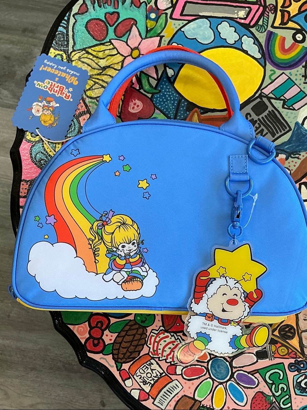 Rainbow Brite Handbag/Crossbody with Cheerful Cloud Character - Blue and Red
